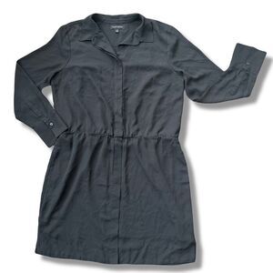 Banana Republic Black Long Sleeve Button Front Chiffon Shirt Dress Sz 14 Women’s